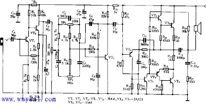 3W半導體擴音機電路圖