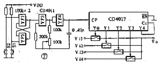 CD4017組成的四路視頻信號切換電路圖