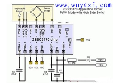 ZSSC3170汽車感測器信號調理電路圖