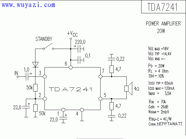 TDA7241功率放大器電路圖