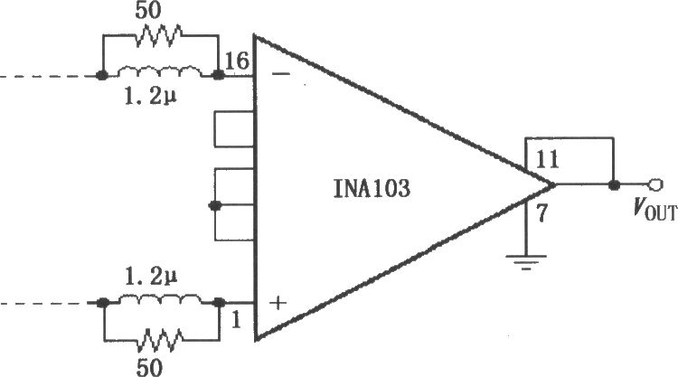 INA103構成的使放大器穩定工作的輸入網路