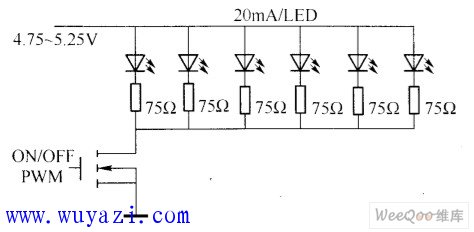 利用固定偏置電壓和限流電阻驅動LED電路圖