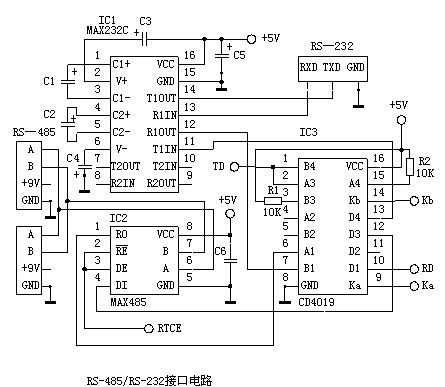 RS485/RS232介面轉換電路圖