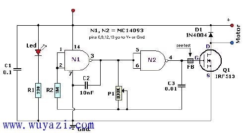 使用MC14093脈寬調製電路原理圖