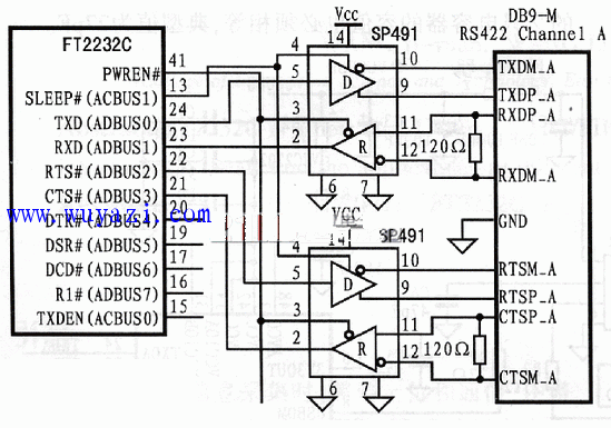 FT2232C與RS-422的轉換電路圖