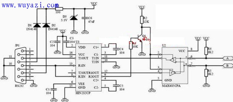 自製RS232-485轉換器電路圖