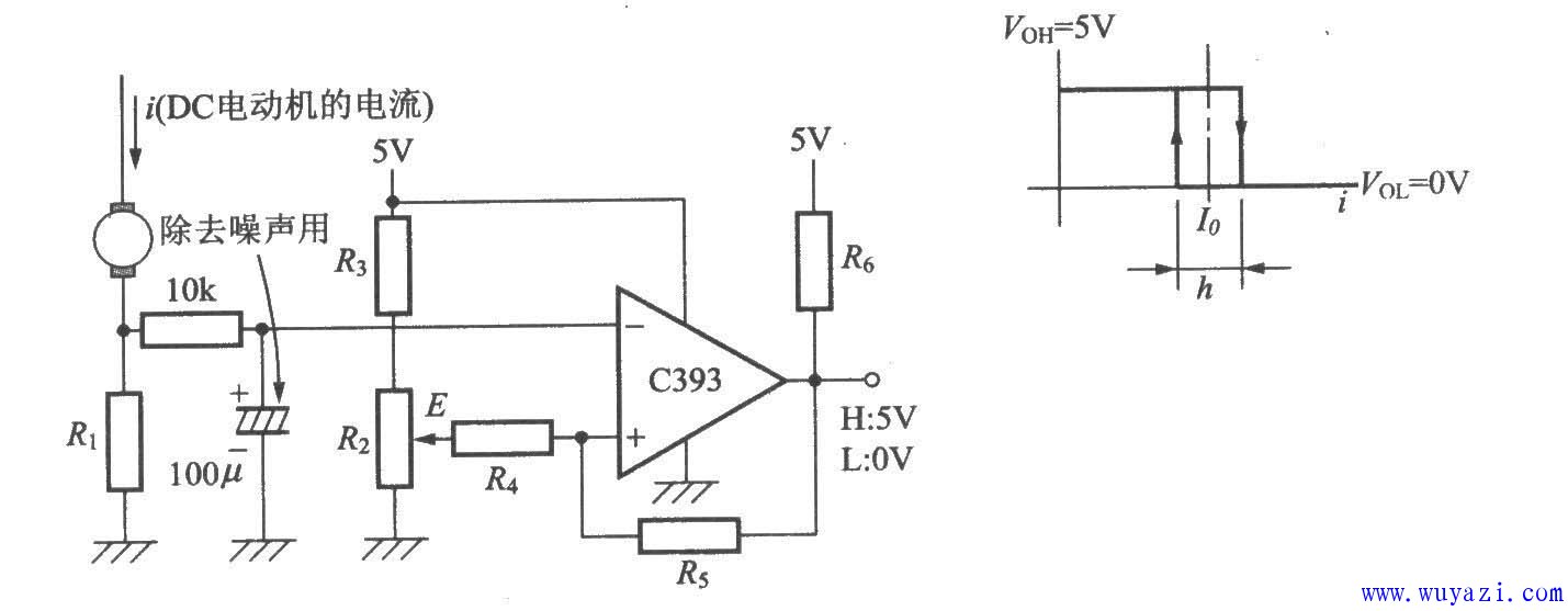 檢測DC電動機的電流是否超過閾值的電路