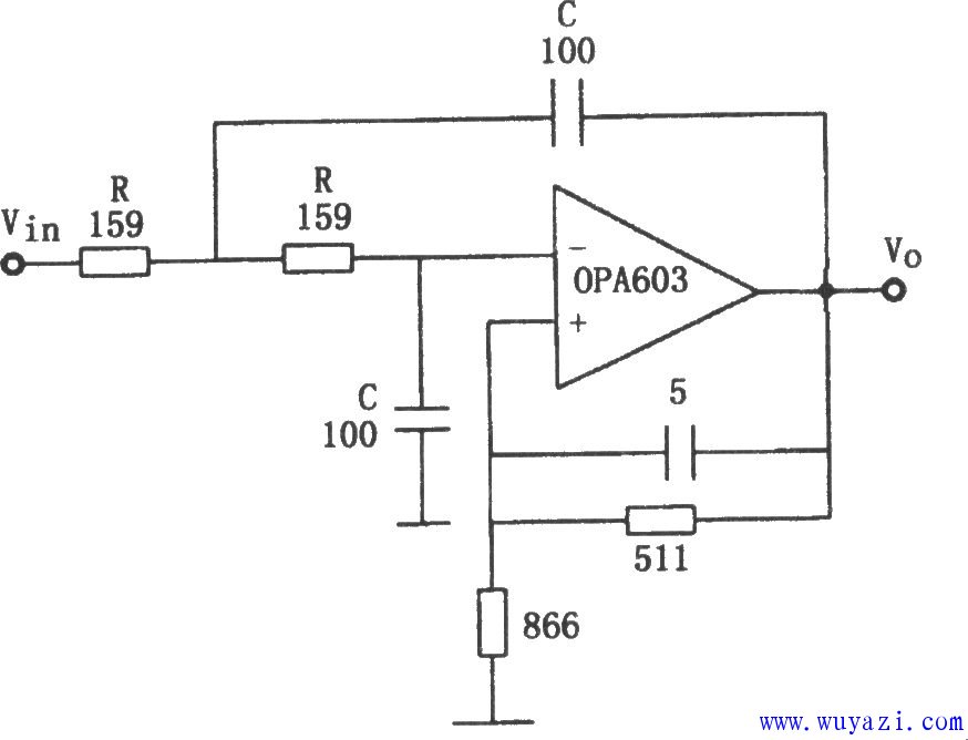 OPA603構成的10MHz低通濾波器