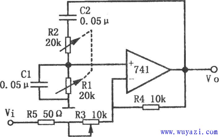 Q值和頻率可調的窄帶濾波器(741)