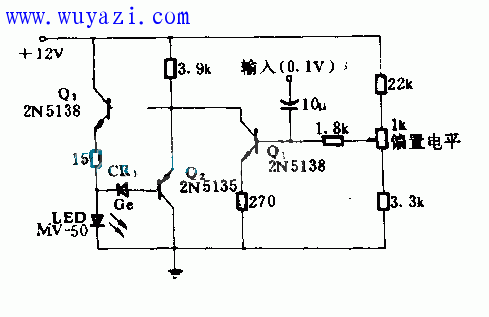 1MHZ發光二級管脈衝調製電路圖