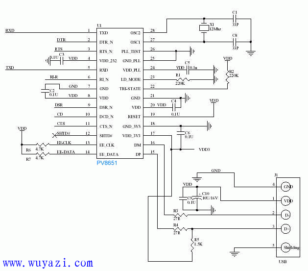 USB轉RS-232電路圖