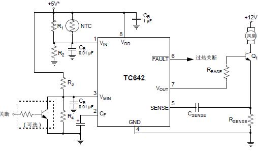 開關模式風扇速度控制器TC642原理及應用電路