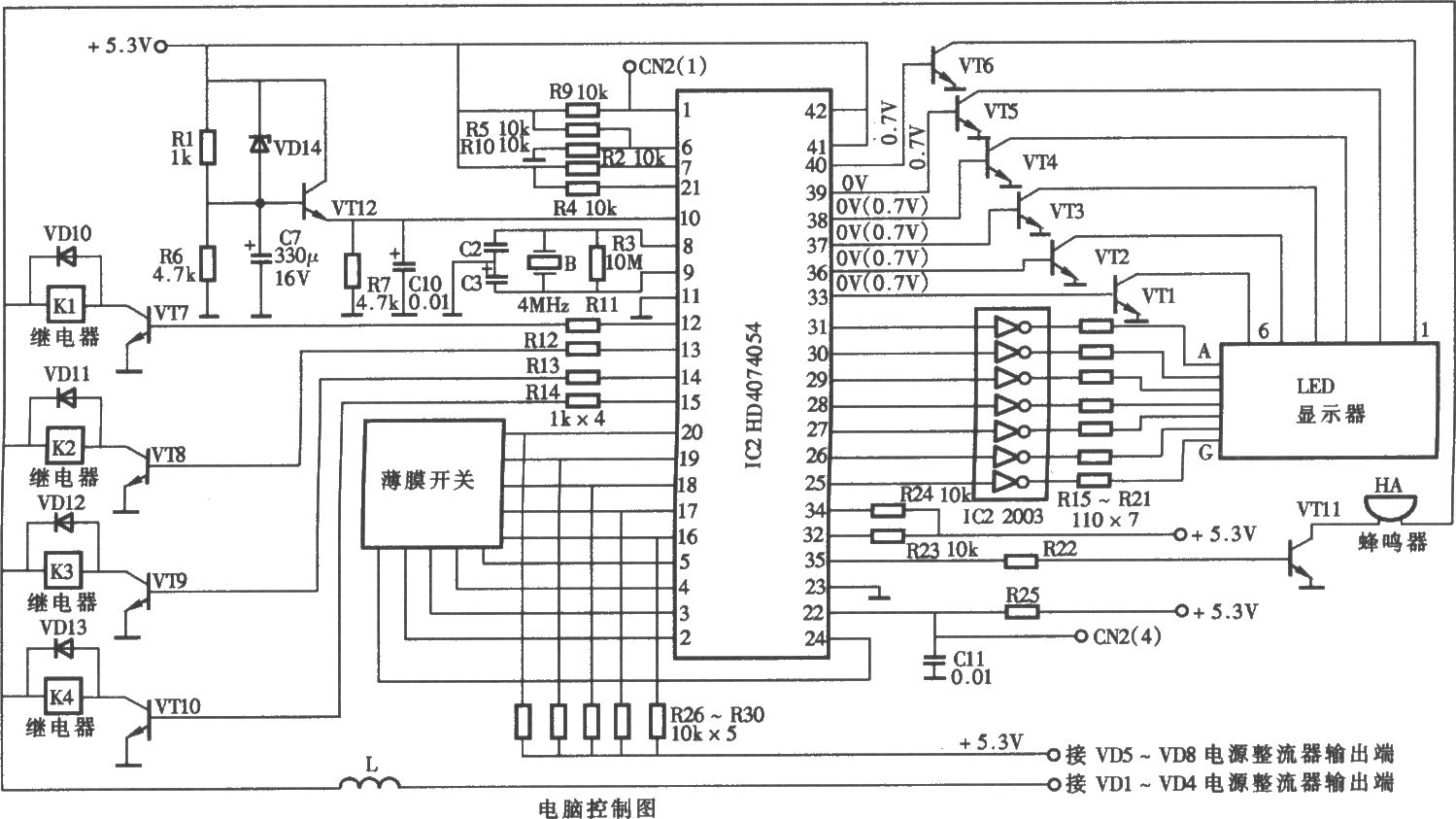 安寶路MB-23燒烤型微波爐電腦控制板電路圖