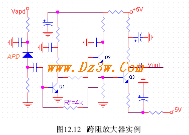 典型光接收機跨阻放大器電路圖