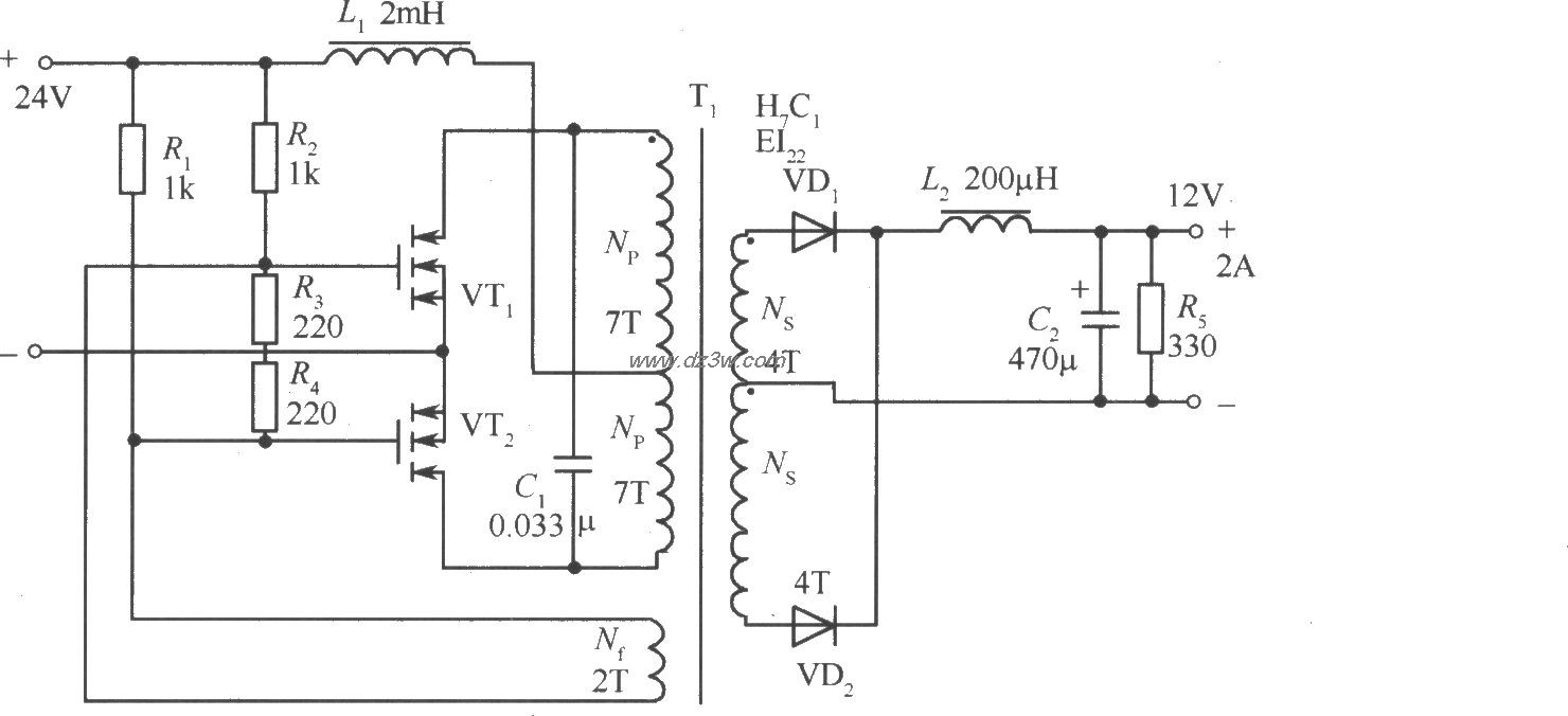 MOSFET共振式直流-直流變換器電路