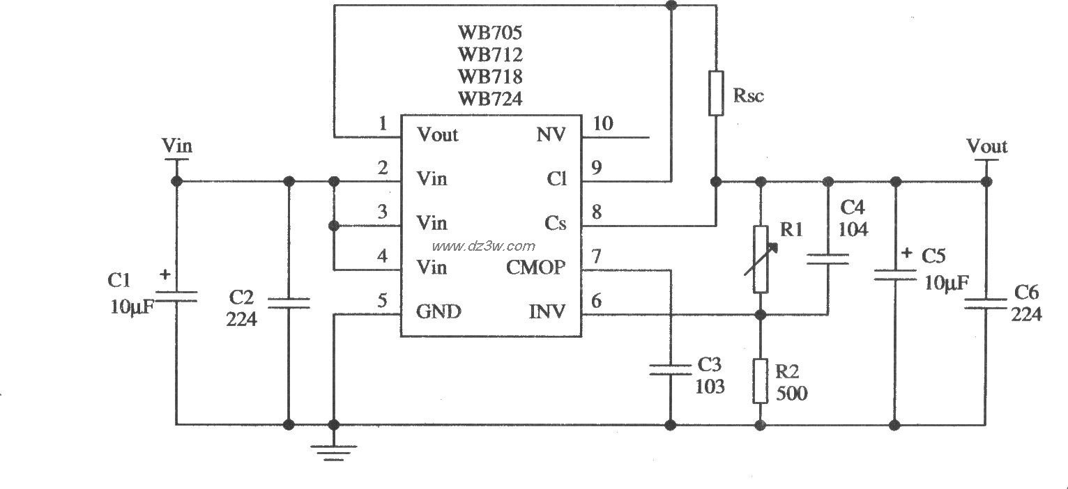 由WB705構成的限流型保護電路的應用電路
