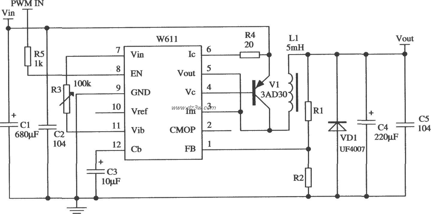 用W611構成開關穩壓電源的應用電路(2)