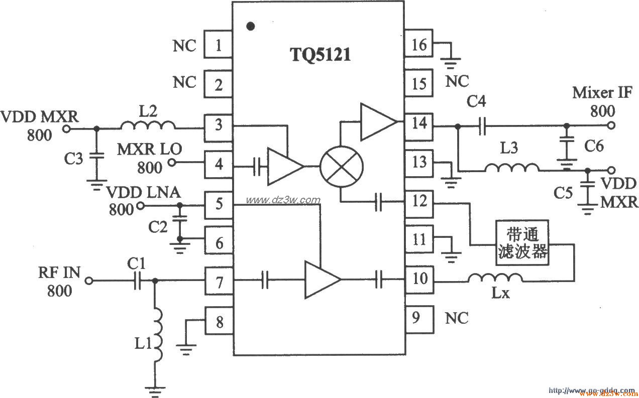 TDMA/AMPS接收器TQ5121特性及應用電路圖