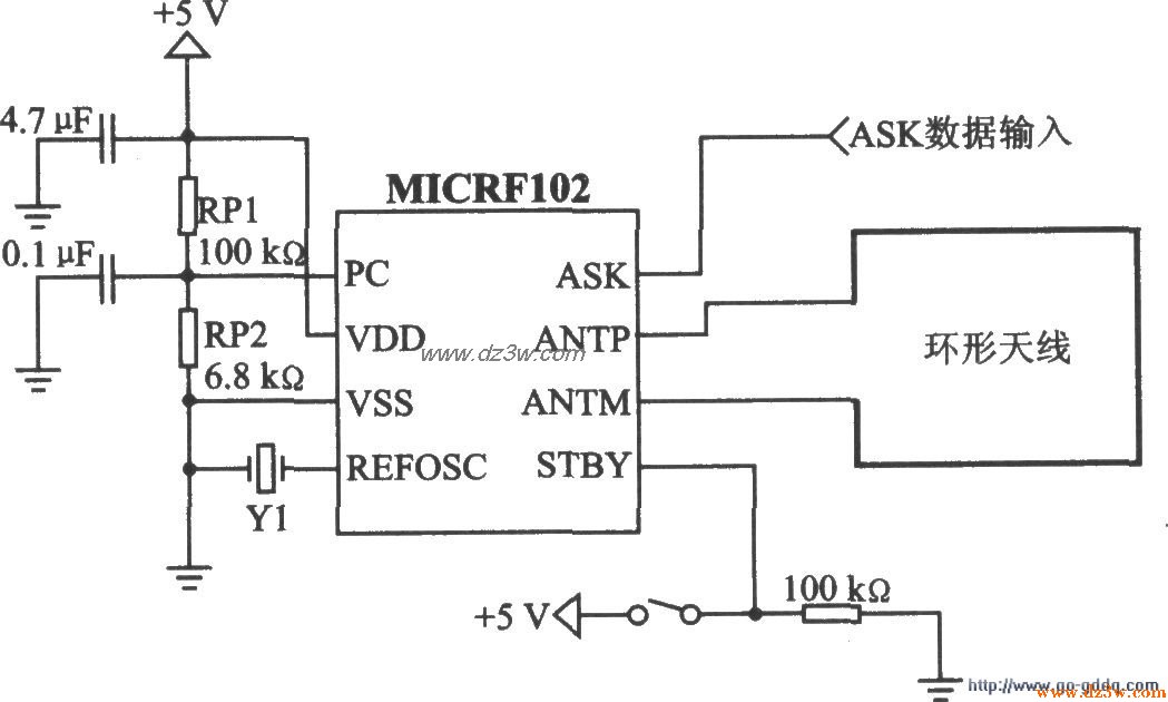 ASK發射器MICRFl02應用電路
