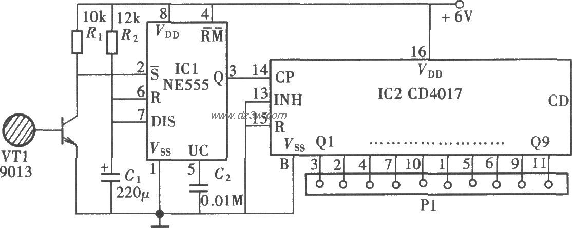 觸摸式多通道電子開關(CD4017、CD4511、CD4518)