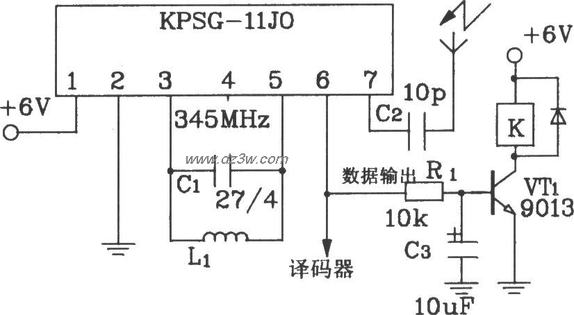 KPSG-11J0構成單路無線電遙控接收電路