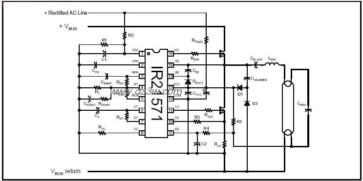 R21571直管型集成電路電子鎮流器電路