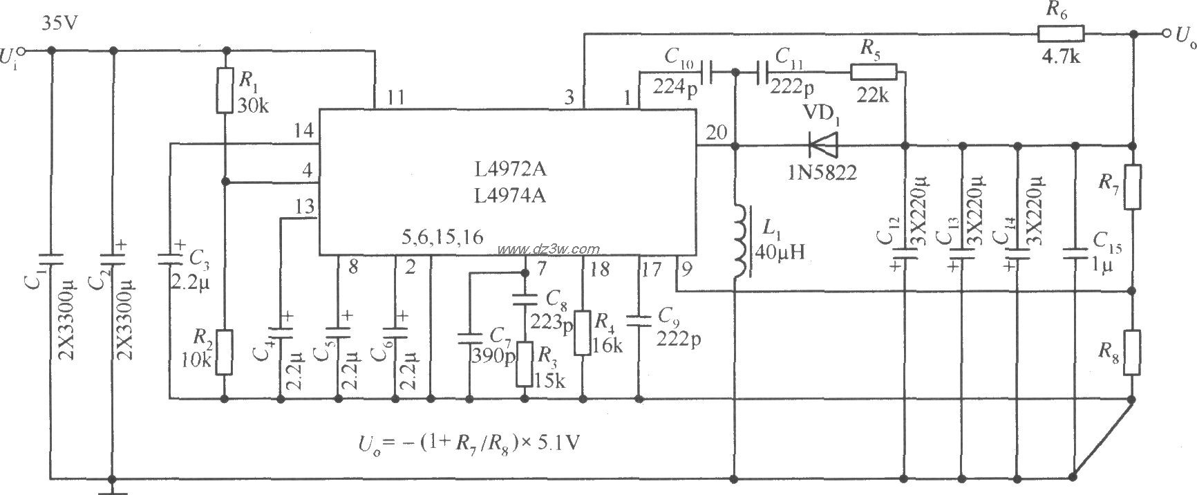 由LTC1628-SYNC構成雙路直流穩壓電源電路