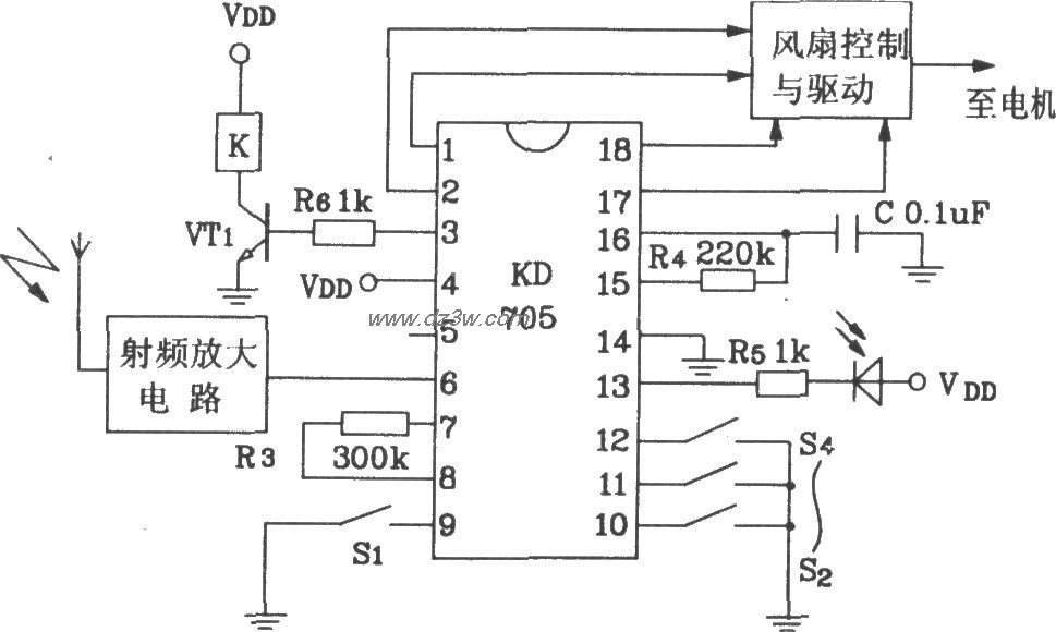 KD705構成的射頻遙控接收電路