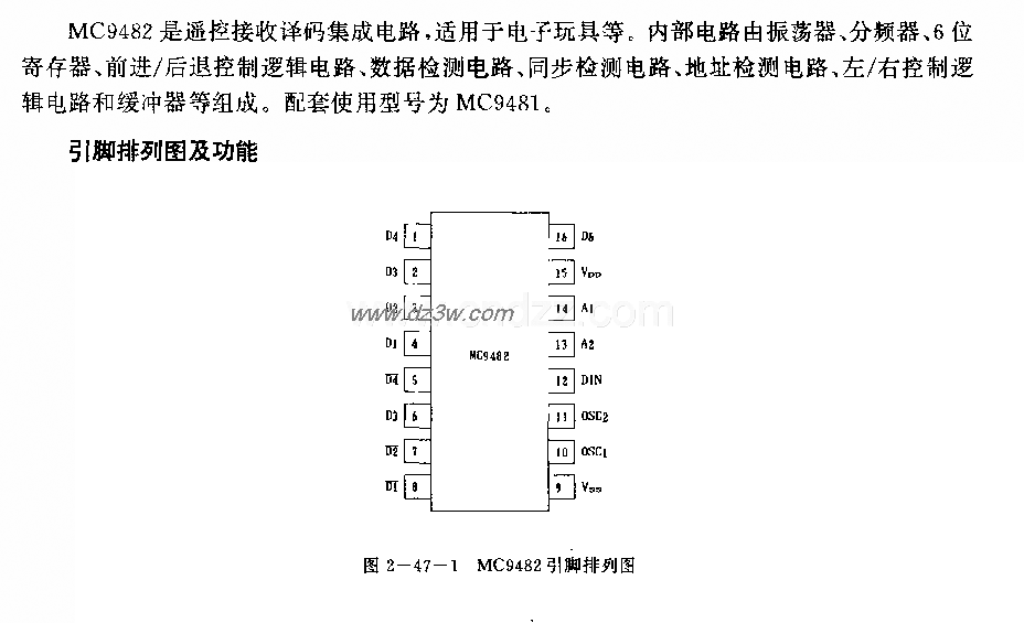 電子玩具遙控接收解碼電路(MC9482)