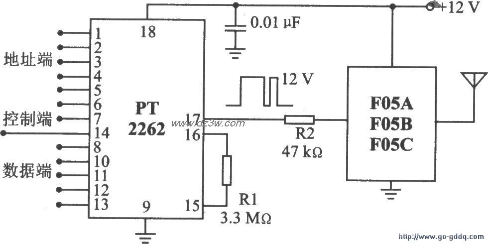 AM 433/315 MHz射頻發射器模塊F05A/B/C應用電路